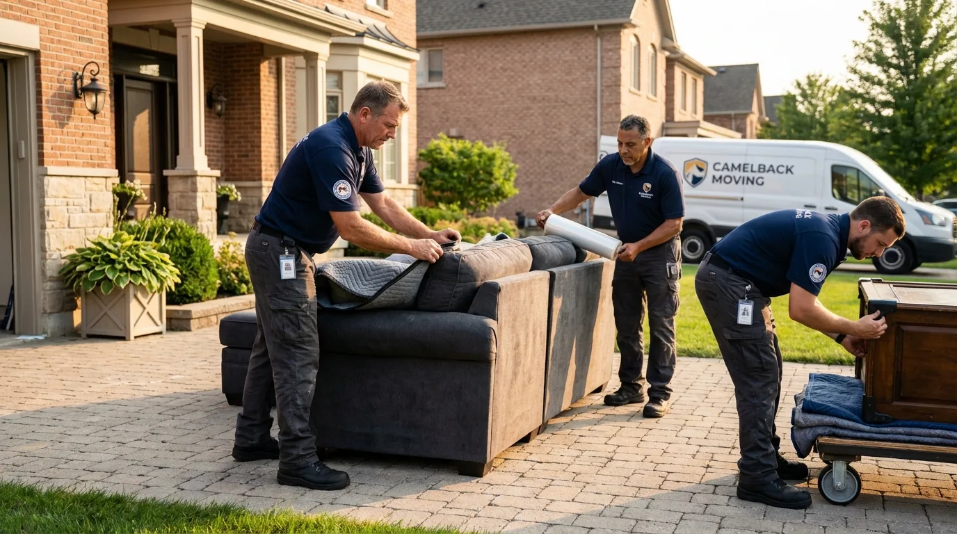 Large estate moving crew wrapping furniture in Pueblo, CO